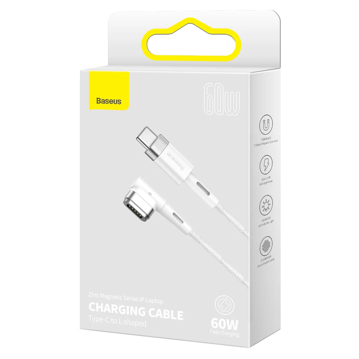 Baseus 60W Zinc Magnetic Series iP Laptop Charging Data Cable Type-C to L-shaped