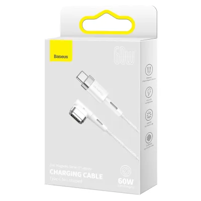 Baseus 60W Zinc Magnetic Series iP Laptop Charging Data Cable Type-C to L-shaped