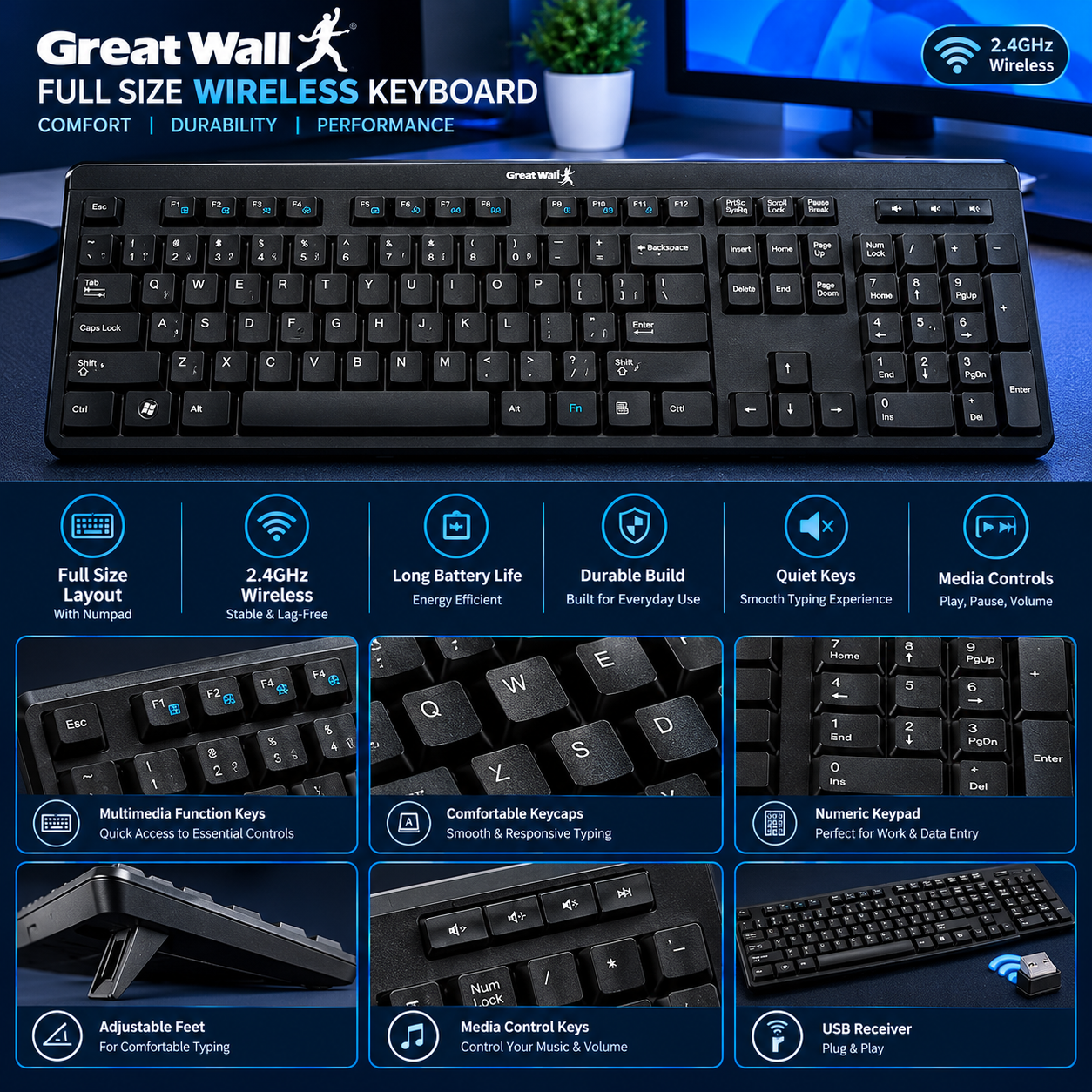 Great Wall Wireless Keyboard With 2.4G Wireless Mouse
