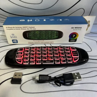 RGB Air Mouse With Gyroscope, Qwerty Keyboard 2.4GHz Wireless