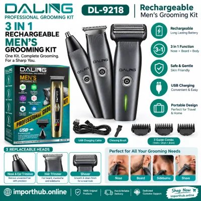 Daling DL-9218 3-in-1 Rechargeable Men's Grooming Kit